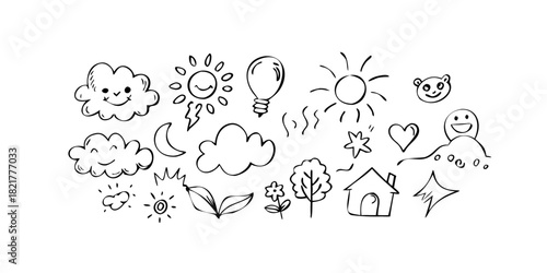 Hand Drawn Sketch of a Stylized Cat Face kitten feline