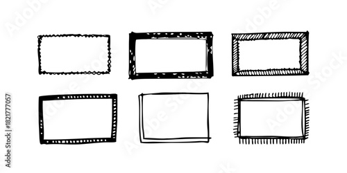 Hand drawn sketchy doodle frames boxes and borders 1