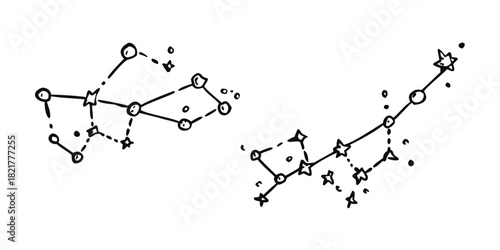Hand Drawn Star Constellations With Transparent Background