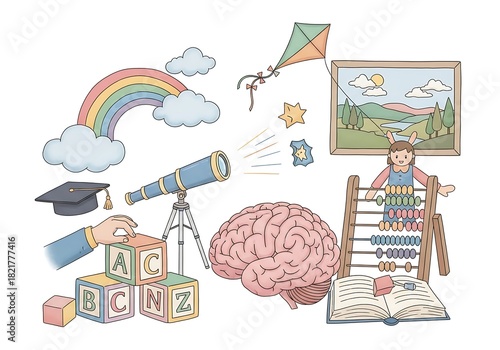 Childhood Education and Learning Development Illustration Set
