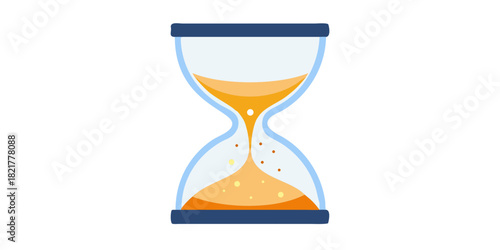 Hourglass with flowing orange sand and blue frame time