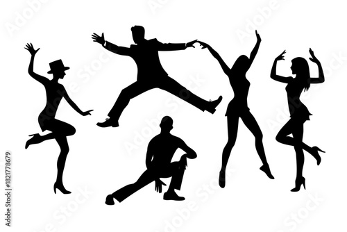 Male and Female Dancers in Silhouette on White dancing