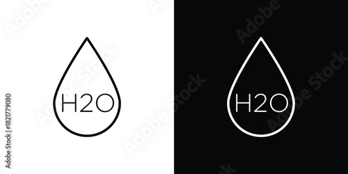 H2o icon. Black illustration isolated for graphic and web design.