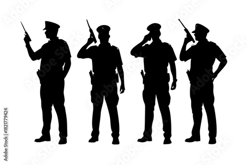 Minimalist Black Silhouette Vector of Police Officer