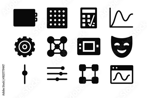 Mask amplitude icon box icons simulation vector state core model preview noise