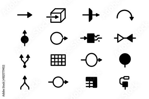 Vector quantum modulator icons photon arrow beam icon shifter wavelength generator photonic