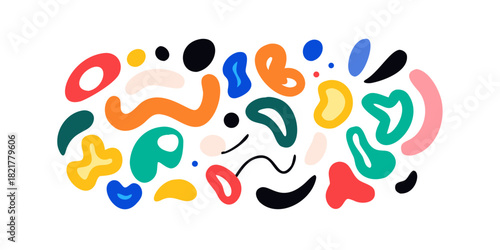 Multicolor abstract blob doodles irregular fluid shapes