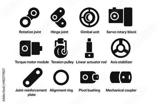 Rotary rotation robotic mechanical servo vector joint gimbal bushing icons icon hinge