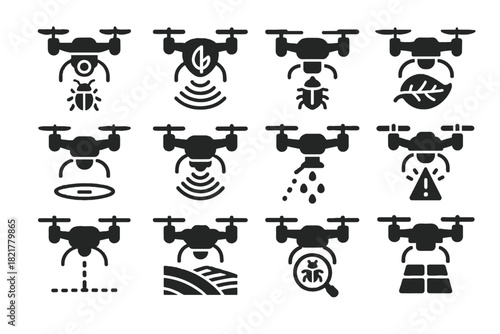 Camera thermal sensor tool pest hover icon autonomous unit vector drone detection