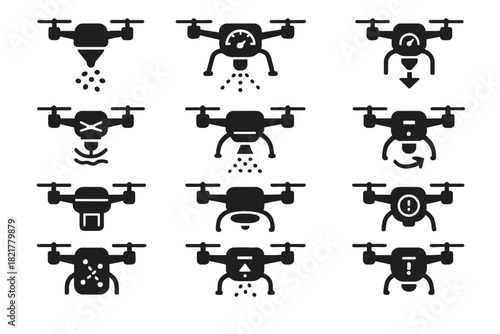 Module seeding release gate sensor rotor planner icon drones spreader vector arm