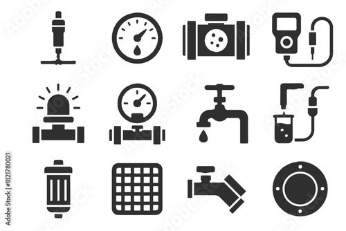 Alarm outlet chlorine vector safety flush sensor icon municipal inspection plate water