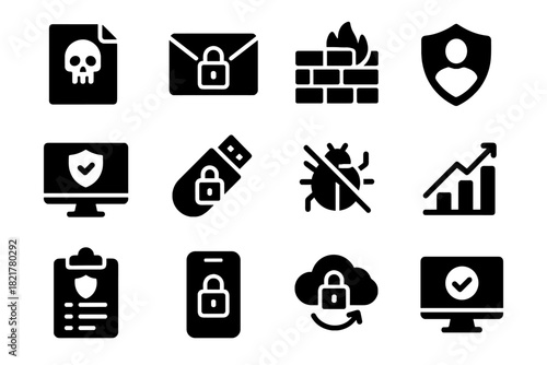 Negative but element icon inner set usb spacing shading cybersecurity vector sterile