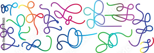 Colorful flowing scribble border featuring playful looping lines and freeform strokes, ideal for fun decorative layouts, kids’ designs, dynamic backgrounds, and creative modern artwork elements.