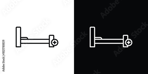 Hospital bed icon. Black illustration isolated for graphic and web design.