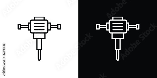Hydraulic breaker icon. Black illustration isolated for graphic and web design.