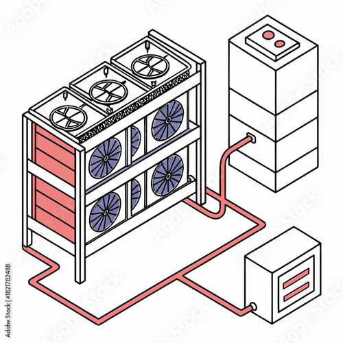 Industrial cooling system with fans and a heat exchanger