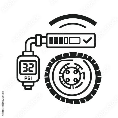 Tire pressure monitoring system tpms icon showing gauge and sensor