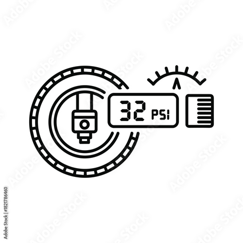 Tire pressure monitoring system icon showing 32 psi on a digital display