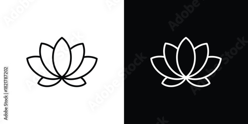 Lotus flower icon. Black illustration isolated for graphic and web design.