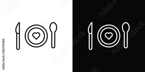 Love Plate icon. Black illustration isolated for graphic and web design.
