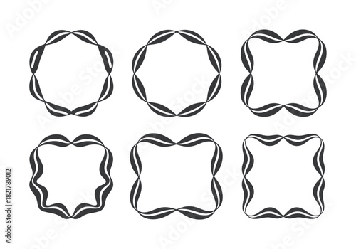 Set of six elegant abstract decorative frames vector illustration