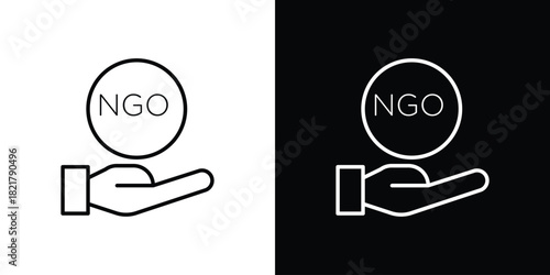 NGO icon. Black illustration isolated for graphic and web design.