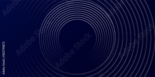 Blue abstract background with glowing circles. Swirl circular lines pattern. Geometric spiral. Twirl element. Modern graphic design. Futuristic technology
