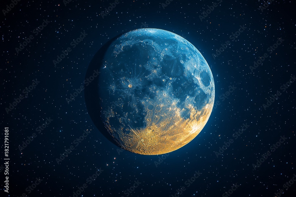 Fototapeta premium Golden Full Moon In The Sky