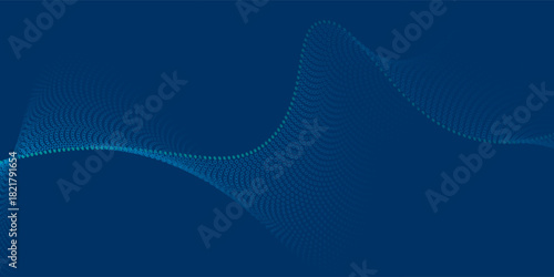 Modern abstract background featuring a digital wave made of glowing dots over a dark blue theme ideal for web and design use