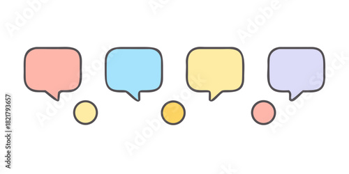 Pastel speech bubbles with circles on white background