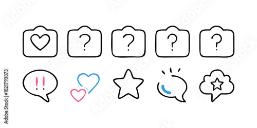 Pink and Blue Hearts with Speech Bubbles love romance