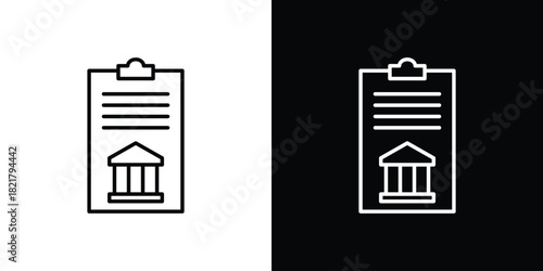 Policy icon. Black illustration isolated for graphic and web design.