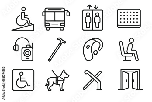 Handrail paving icons icon doorway wide tactile transport audio vector accessibility service