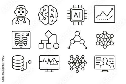 Anomaly icon vector diagnostics learning chart scan network ai icons diagnostic interface