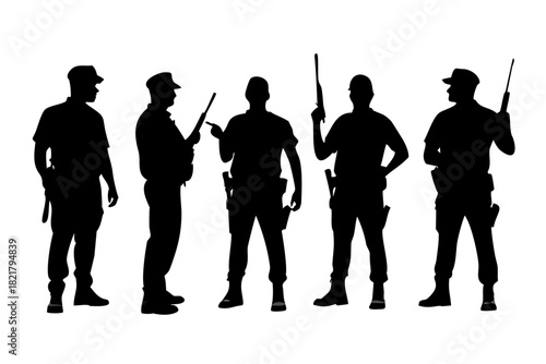 Police Officer Silhouette with Transparent Background
