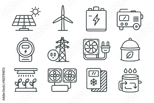 Meter led vertical vector generator solar inverter system wind icon farming energy