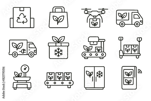 Icon storage box recyclable vertical electric vector farming labeling unit icons boxes