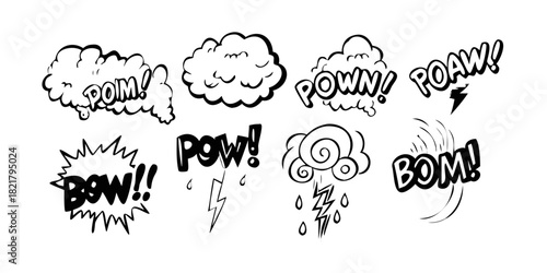 Retro Comic Book Pow Bam Bang Sound Effects vector