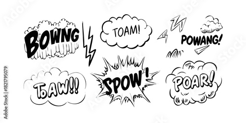 Retro Comic Book Pow Bam Bang Sound Effects vector 1