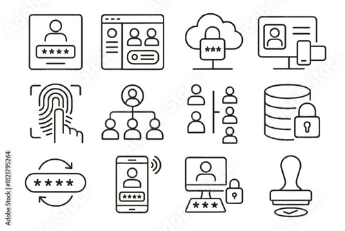 User icon workflow portal password set authentication biometric vector digital identity login