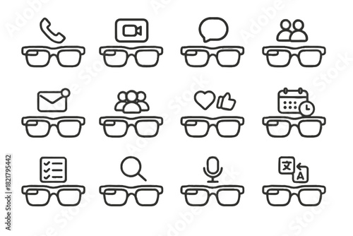 Icon phone voice symbol glasses overlay reminder smart message vector microphone video