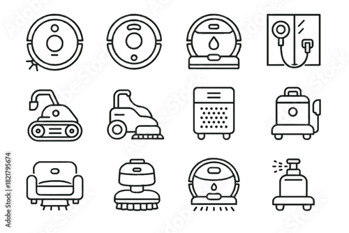 Cleaning dust cleaner window icon robot vector floor sweeper bathroom robotic icons