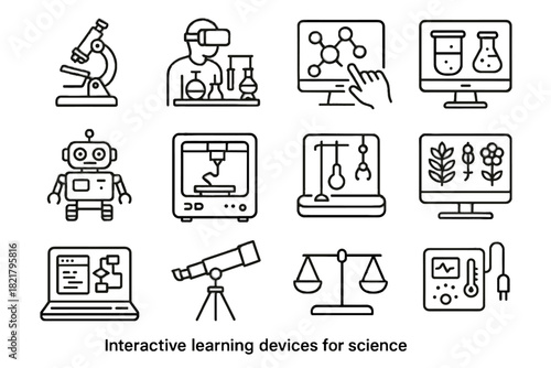 Smart vector telescope learning chemistry balance robotic icon kit icons science biology