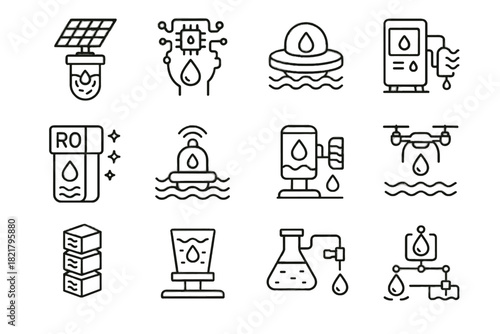 Purification purifier autonomous unit future water ro modular network intelligent vector icon