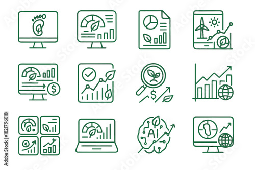 Carbon icon finance ethical digital chart green impact scorecard footprint vector