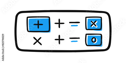 Simple math equations on a calculator screen addition
