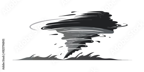 Stylized Tornado Swirling on White Background storm