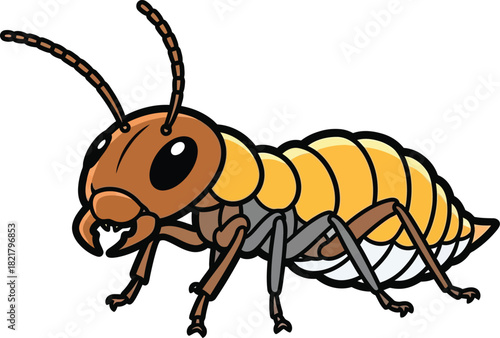 Cute cartoon termite vector illustration insect icon pest control wildlife art