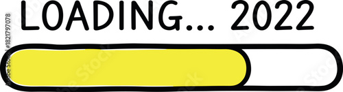 Illustration of a yellow progress bar counting down to the New Year 2022, symbolizing anticipation and a fresh start