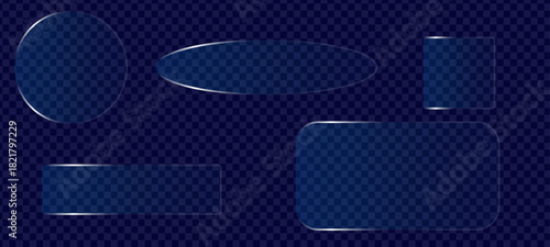 Liquid glass smartphone icon interface isolated for dark theme. White ui light frame square and circle banner with glow stroke.